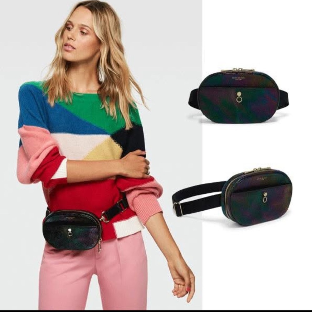 henri bendel Iridescent Black Green Belt Bag